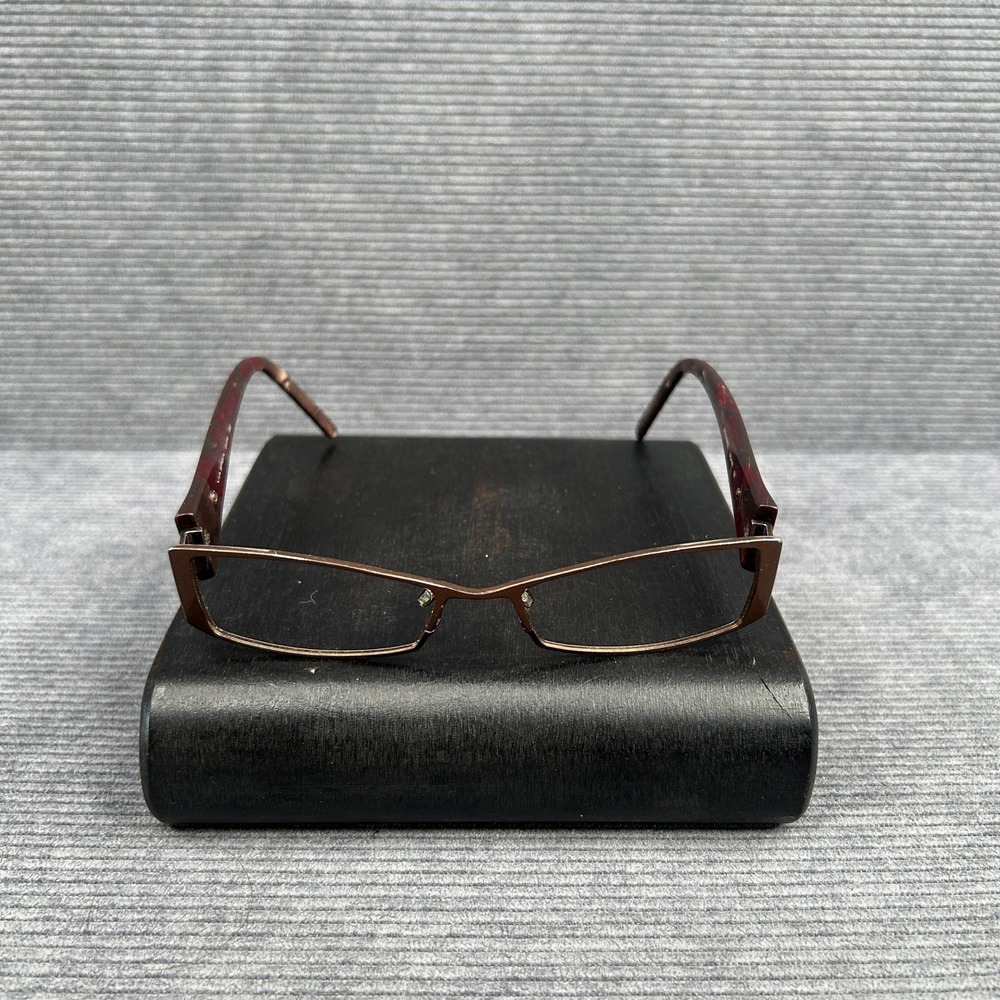Via Spiga Lustria 550 Bronze Rectangular Y2k Eyeglasses Red Marble Temples